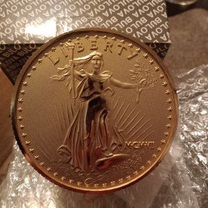 Vintage Bulova Alarm Clock Stacked Liberty Coins